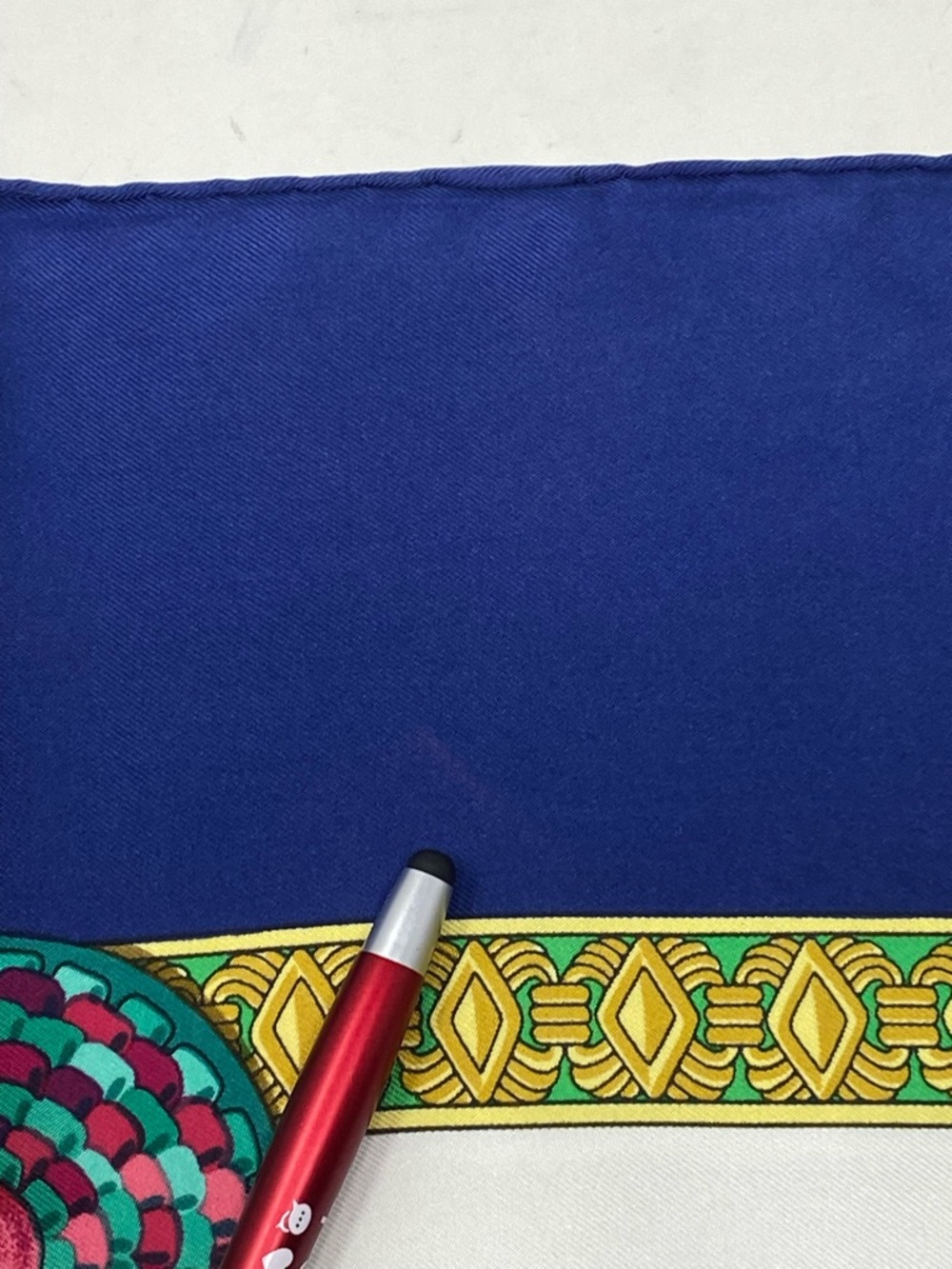 Hermes Navy Blue Multicolor 'Les Rubans du Cheval' Silk Scarf - Picture 14 of 16